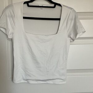 Live in the Moment Chic White Square Neck Women's Top Size M